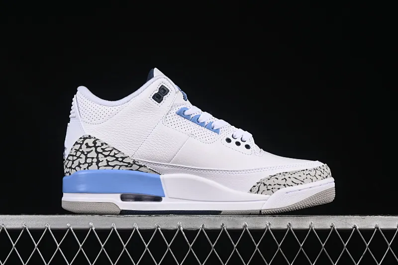 All categories Air Jordan Jordan series basketball shoes Air Jordan 3 Air Jordan 3 UNC AJ3 Joe 3 North Carolina blue white burst blue crack mid-basketball shoes CT8532-104